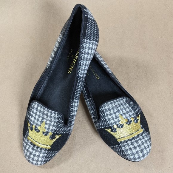 Deesigns by Dee Ocleppo Black & Grey Houndstooth Women's Loafer Flats 8M - Picture 2 of 16